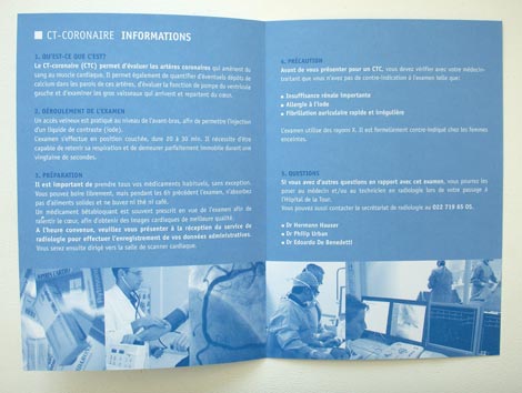 Dépliant Hôpital de La Tour Gastro-entérologie  Dépliant 6 pages, format A5 (fermé). Mars 2009